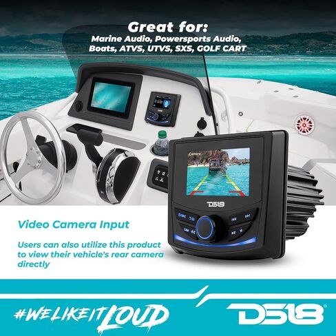 وحدة رأس DS18 MRX150 للبحرية والرياضات القوية مقاس 3 بوصات، مستقبل راديو AM/FM/WB RDS، زجاج غوريلا، تصنيف IPx6 المقاوم للماء، BT، USB، AUX - رائعة للقوارب الصوتية، ATV، UTV، SXS وعربة الجولف in Kuwait