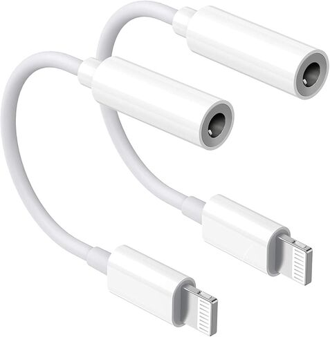 iPhone Headphone Jack Adapter, 2 Pack Lightning to 3.5 mm Earbuds Converter Aux Earphones Cable Audio Connector Cord Compatible with iPhone 12/SE/11/XR/Xs/X/8/iPad/iPod in Kuwait