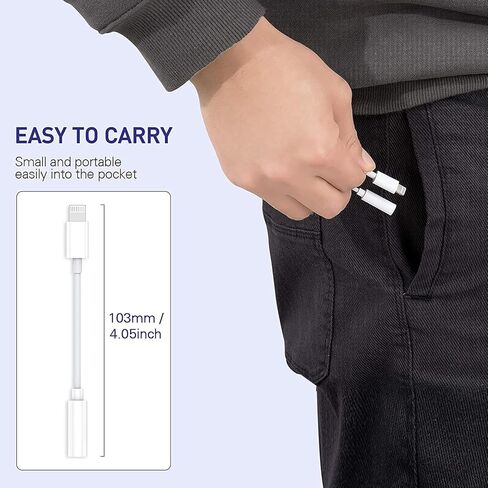 iPhone Headphone Jack Adapter, 2 Pack Lightning to 3.5 mm Earbuds Converter Aux Earphones Cable Audio Connector Cord Compatible with iPhone 12/SE/11/XR/Xs/X/8/iPad/iPod in Kuwait