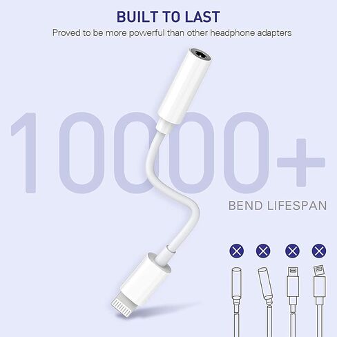 iPhone Headphone Jack Adapter, 2 Pack Lightning to 3.5 mm Earbuds Converter Aux Earphones Cable Audio Connector Cord Compatible with iPhone 12/SE/11/XR/Xs/X/8/iPad/iPod in Kuwait