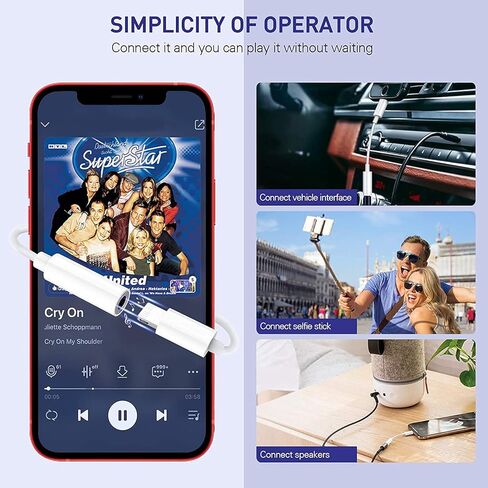 iPhone Headphone Jack Adapter, 2 Pack Lightning to 3.5 mm Earbuds Converter Aux Earphones Cable Audio Connector Cord Compatible with iPhone 12/SE/11/XR/Xs/X/8/iPad/iPod in Kuwait