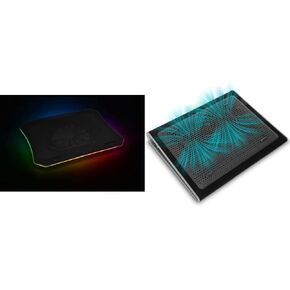 لوحة شبكية فولاذية ضخمة من Thermaltake 20 RGB ومروحة مفردة 200 مم 10 بوصة - 19 بوصة وبساط تبريد بمروحة مزدوجة Targus 17 بوصة - وسادة تبريد للكمبيوتر المحمول من النيوبرين الناعم، مبرد كمبيوتر محمول للحماية من الحرارة in Saudi Arabia