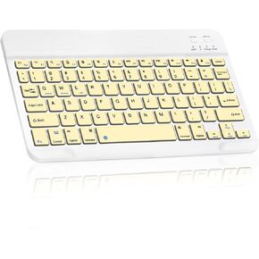 Ultra-Slim Bluetooth Rechargeable Keyboard for TCL Tab 10 HD 4G and All Bluetooth Enabled iPads, iPhones, Android Tablets, Smartphones, Windows pc -Banana Yellow