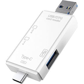 (قطعتان) قارئ بطاقة SD 6 في 1 Micro USB Type C قارئ بطاقة الذاكرة المحمول لمحول بطاقات SD TF مع وظيفة OTG لأجهزة الكمبيوتر والكمبيوتر المحمول والهواتف الذكية والأجهزة اللوحية (أبيض) in Kuwait