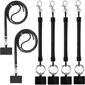 SUSSURRO 4 مجموعات من جرابات الهاتف مرساة وحبل قابل للتمدد وحزام معصم للهاتف الخلوي العالمي وحبل رقبة وحزام للرقبة في الهواء الطلق والمشي لمسافات طويلة والتزلج والتسلق متوافق مع iPhone Samsung معظم الهواتف الذكية in Kuwait