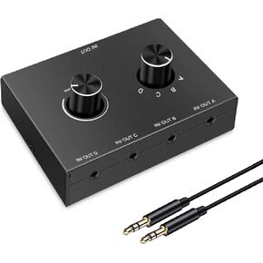 محول الصوت ثنائي الاتجاه 4 منافذ صندوق مقسم الصوت (1 في 4 خارج/4 في 1 خارج) 3.5 ملم صندوق تبديل محدد الصوت ستيريو مشاركة الصوت in Kuwait