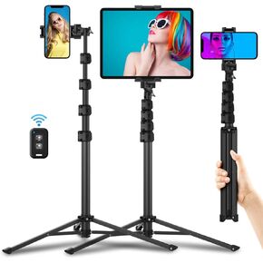 Texlar 60" Phone Tripod Stand for iPhone and iPad - Includes Wireless Remote, Cell Phone and Tablet Holders - for Camera Video Recording, Travel - T60 Pro Selfie Stick Tripod in Kuwait