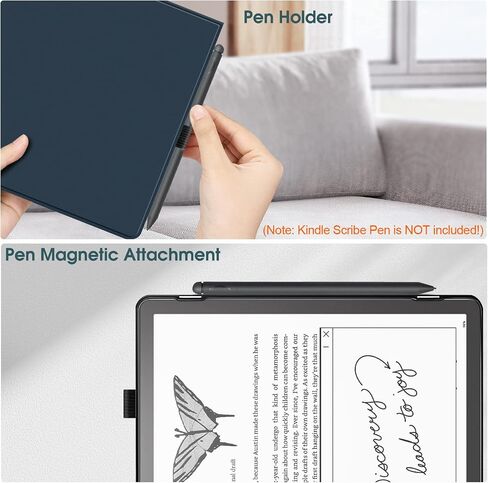 Fintie Slimshell Case for 10.2" Kindle Scribe 2024/2022, Composition Book | Slim Lightweight Book Folio Cover, Premium PU Leather Hard Back Shell, Pen Holder, Magnetic Closure, Auto Wake/Sleep in Kuwait