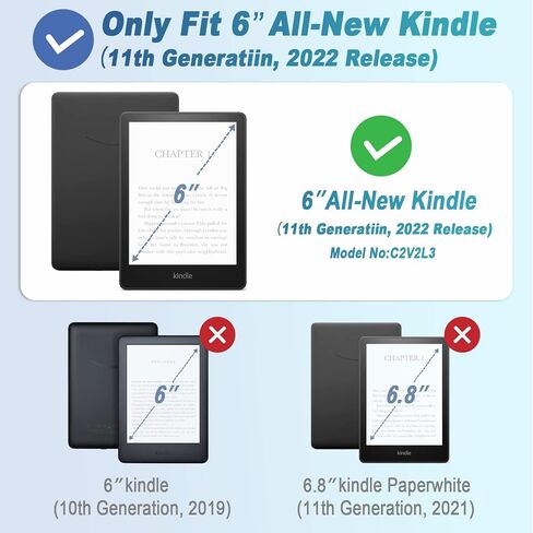 DMLuna Case for All-New Kindle (11th Generation 2022 Release), Ultra Thin and Lightweight Smart Protective Durable Premium PU Leather Cover with Auto Sleep Wake Function, Almond Blossom in Saudi Arabia