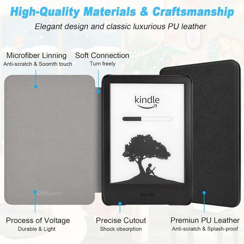 DMLuna Case for All-New Kindle (11th Generation 2022 Release), Ultra Thin and Lightweight Smart Protective Durable Premium PU Leather Cover with Auto Sleep Wake Function, Almond Blossom in Saudi Arabia
