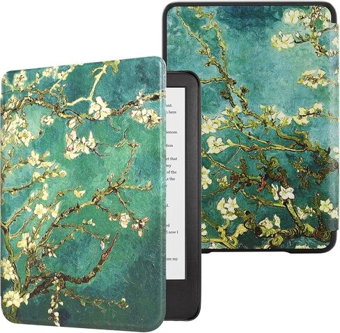 DMLuna Case for All-New Kindle (11th Generation 2022 Release), Ultra Thin and Lightweight Smart Protective Durable Premium PU Leather Cover with Auto Sleep Wake Function, Almond Blossom in Saudi Arabia