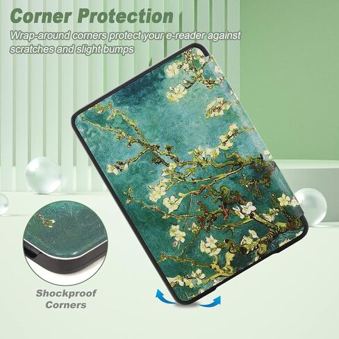DMLuna Case for All-New Kindle (11th Generation 2022 Release), Ultra Thin and Lightweight Smart Protective Durable Premium PU Leather Cover with Auto Sleep Wake Function, Almond Blossom in Saudi Arabia