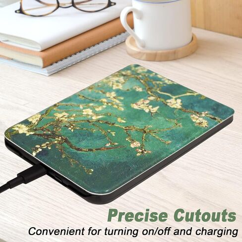 DMLuna Case for All-New Kindle (11th Generation 2022 Release), Ultra Thin and Lightweight Smart Protective Durable Premium PU Leather Cover with Auto Sleep Wake Function, Almond Blossom in Saudi Arabia