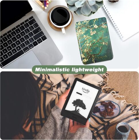 DMLuna Case for All-New Kindle (11th Generation 2022 Release), Ultra Thin and Lightweight Smart Protective Durable Premium PU Leather Cover with Auto Sleep Wake Function, Almond Blossom in Saudi Arabia