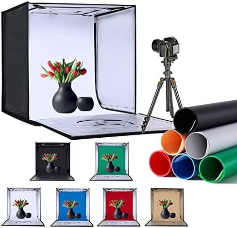 Light Box Photography 16"x16" with 160LED Lights and 6 Color Backdrops, Photo Box with Lights | Foldable Photo Studio with Adjustable Brightness, 3000-6500K Bi-Color Portable Light Box Shooting in Saudi Arabia
