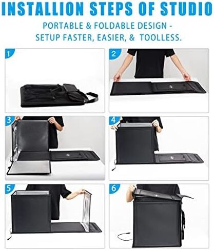 Light Box Photography 16"x16" with 160LED Lights and 6 Color Backdrops, Photo Box with Lights | Foldable Photo Studio with Adjustable Brightness, 3000-6500K Bi-Color Portable Light Box Shooting in Saudi Arabia