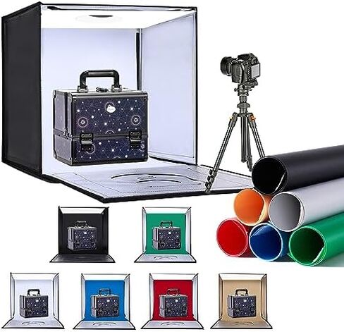 Light Box Photography 16"x16" with 160LED Lights and 6 Color Backdrops, Photo Box with Lights | Foldable Photo Studio with Adjustable Brightness, 3000-6500K Bi-Color Portable Light Box Shooting in Saudi Arabia