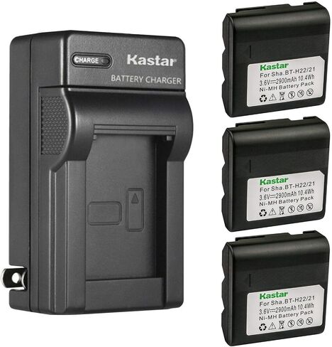 Kastar 3-Pack Battery and AC Wall Charger Compatible with Sharp VL-E750U, VL-E760, VL-E760H, VL-E760U, VL-E765U, VL-E770H, VL-E77U, VL-E780, VL-E780H, VL-E780S, VL-E780U, VL-E785U, VL-E850, VL-E980 in Saudi Arabia