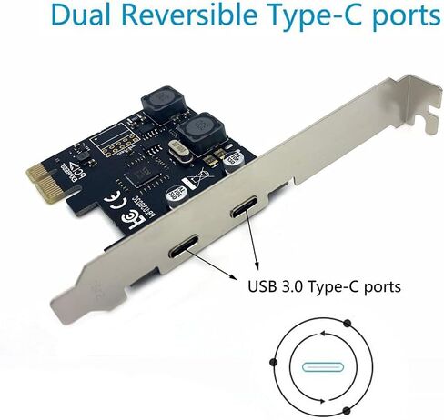 2 منفذ PCI-E إلى USB C 3.0 بطاقة التمدد، محول محور محوري داخلي PCIE من النوع C لكارت المضيف المكتبي يدعم ويندوز 10/8.1/8/7/XP/Vista in Saudi Arabia