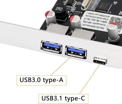 SinLoon PCI-E to USB 3.0 & Type-C 3.1 Expasion Card with 15-Pin SATA Power Connector Build in Self-Powered Technology-No Need Additional Power Supply in Saudi Arabia