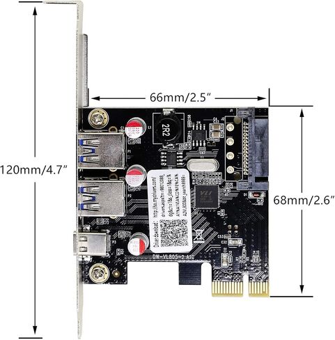 SinLoon PCI-E to USB 3.0 & Type-C 3.1 Expasion Card with 15-Pin SATA Power Connector Build in Self-Powered Technology-No Need Additional Power Supply in Saudi Arabia