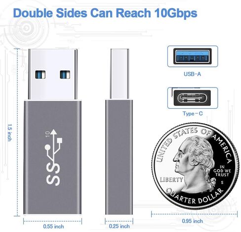 محول USB 3.1 GEN 2 ذكر إلى أنثى من النوع C من ELECTOP (عبوة من قطعتين)، يدعم الشحن ونقل البيانات على الجانبين بسرعة 10 جيجابت في الثانية، محول USB A إلى USB C 3.1 للكمبيوتر الشخصي والكمبيوتر المحمول والشاحن وبنك الطاقة وQuest Link in Saudi Arabia