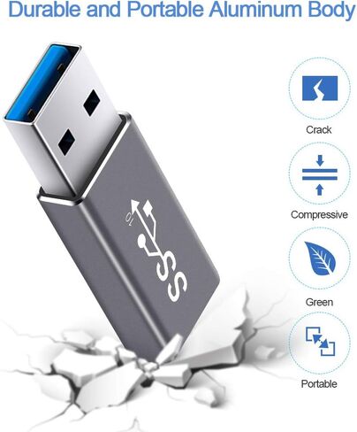 محول USB 3.1 GEN 2 ذكر إلى أنثى من النوع C من ELECTOP (عبوة من قطعتين)، يدعم الشحن ونقل البيانات على الجانبين بسرعة 10 جيجابت في الثانية، محول USB A إلى USB C 3.1 للكمبيوتر الشخصي والكمبيوتر المحمول والشاحن وبنك الطاقة وQuest Link in Saudi Arabia