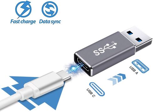 محول USB 3.1 GEN 2 ذكر إلى أنثى من النوع C من ELECTOP (عبوة من قطعتين)، يدعم الشحن ونقل البيانات على الجانبين بسرعة 10 جيجابت في الثانية، محول USB A إلى USB C 3.1 للكمبيوتر الشخصي والكمبيوتر المحمول والشاحن وبنك الطاقة وQuest Link in Saudi Arabia