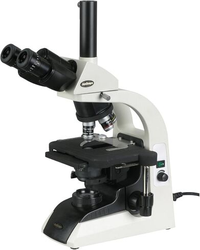 AmScope T650A مجهر مركب ثلاثي العينيات احترافي، تكبير 40X-1500X، عدسات WF10x وWF15x Widefield، أهداف خطة إنفينيتي، برايتفيلد، مكثف آبي، مرحلة ميكانيكية مزدوجة الطبقة in Saudi Arabia