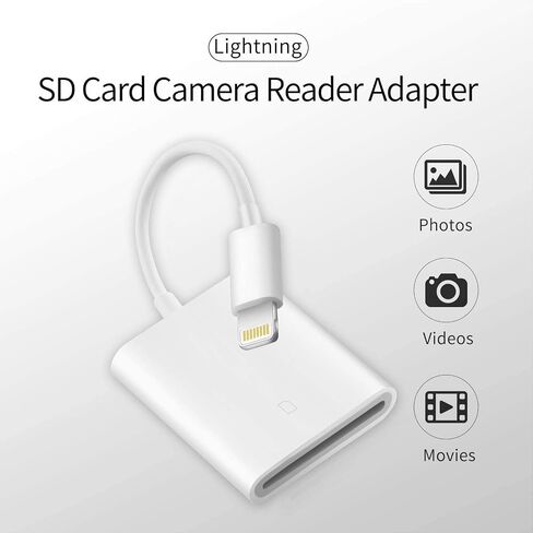 【معتمد من Apple MFi】قارئ بطاقات Lightning إلى SD لهاتف iPhone، عارض بطاقة SD لكاميرا ألعاب DESOFICON Trail، قارئ كاميرا Lightning إلى SD لهاتف iPhone 14 13 12 11 Pro Max XS XR X 8 iPad، التوصيل والتشغيل in Kuwait