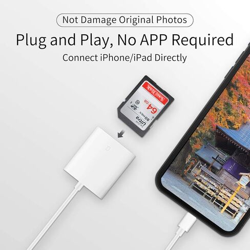 【معتمد من Apple MFi】قارئ بطاقات Lightning إلى SD لهاتف iPhone، عارض بطاقة SD لكاميرا ألعاب DESOFICON Trail، قارئ كاميرا Lightning إلى SD لهاتف iPhone 14 13 12 11 Pro Max XS XR X 8 iPad، التوصيل والتشغيل in Kuwait