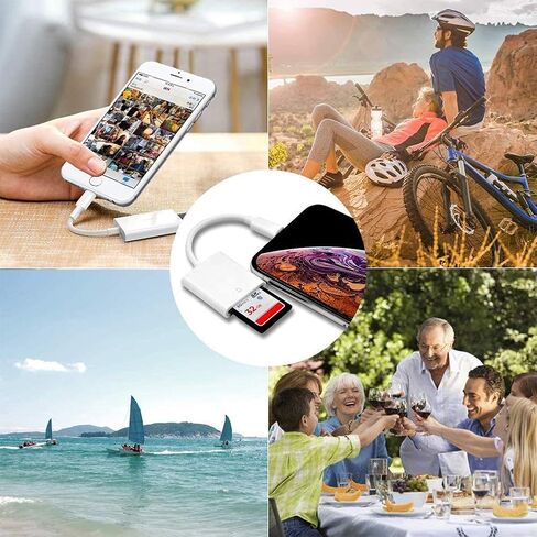 【معتمد من Apple MFi】قارئ بطاقات Lightning إلى SD لهاتف iPhone، عارض بطاقة SD لكاميرا ألعاب DESOFICON Trail، قارئ كاميرا Lightning إلى SD لهاتف iPhone 14 13 12 11 Pro Max XS XR X 8 iPad، التوصيل والتشغيل in Kuwait