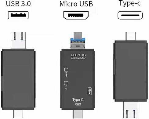 (2pieces) SD Card Reader 6 in 1 Micro USB Type C Portable Memory Card Reader for SD TF Cards Adapter with OTG Function for PC & Laptop & Smart Phones & Tablets (black) in Saudi Arabia