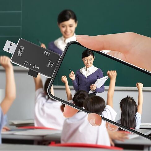 (2pieces) SD Card Reader 6 in 1 Micro USB Type C Portable Memory Card Reader for SD TF Cards Adapter with OTG Function for PC & Laptop & Smart Phones & Tablets (black) in Saudi Arabia