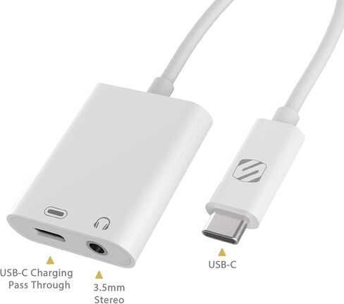 محول سماعة الرأس SCOSCHE I3AAP StrikeLine مع مدخل Aux أنثى 3.5 مم ومنفذ شحن لأجهزة Apple Lightning، أسود in Saudi Arabia
