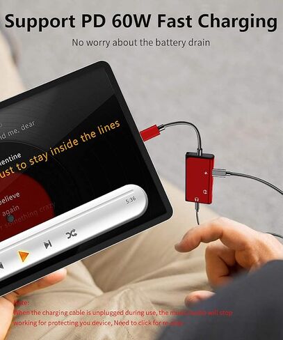 USB C to 3.5mm Audio Adapter and Charger, 3 in 1 USB C to 3.5mm Audio Adapter& USB C Headphone Jack and 60W Charging Dongle Compatible with Galaxy S24 Ultra/S24/S23/S22/S21FE, Pixel 8/7/6, iPad Pro in Saudi Arabia