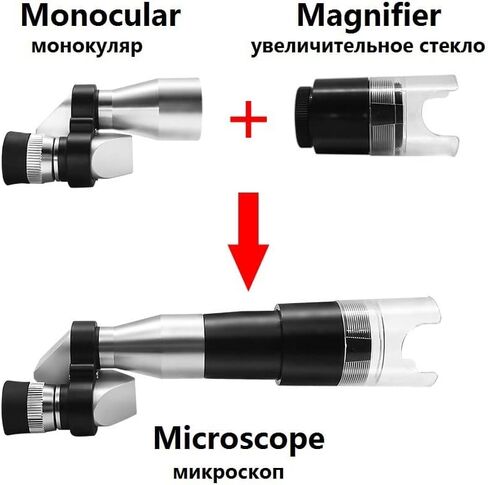USEEV Microscope Adapter Mini Pocket 8X20 Silver Monocular Telescope Microscope Microscope Accessories (Color : Only Telescope) in Saudi Arabia