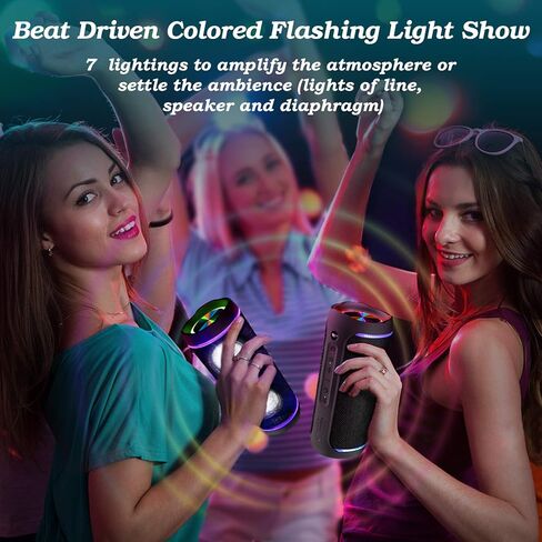 Kakobor Portable Bluetooth Speakers Portable Wireless Bluetooth Speakers 5.0, 40W Enhanced Bass Super Power, Colorful Lights, Suitable for Party, Travel, Home&Outdoors in Saudi Arabia