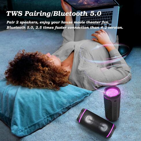 Kakobor Portable Bluetooth Speakers Portable Wireless Bluetooth Speakers 5.0, 40W Enhanced Bass Super Power, Colorful Lights, Suitable for Party, Travel, Home&Outdoors in Saudi Arabia