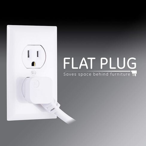GE Pro 6-Outlet Surge Protector 2 Pack, 2 Ft Extension Cord, White, 46867 & 6-Outlet Surge Protector, 4 Ft Extension Cord, Power Strip, 800 Joules, Flat Plug, Twist-to-Close Safety Covers, White in Kuwait