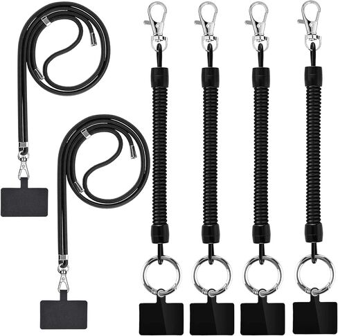 SUSSURRO 4 مجموعات من جرابات الهاتف مرساة وحبل قابل للتمدد وحزام معصم للهاتف الخلوي العالمي وحبل رقبة وحزام للرقبة في الهواء الطلق والمشي لمسافات طويلة والتزلج والتسلق متوافق مع iPhone Samsung معظم الهواتف الذكية in Kuwait