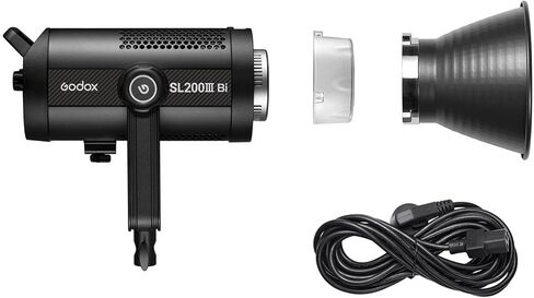 Godox SL200 Bi-Color LED Video Light, SL200IIIBI 215W 2800-6500K 95,400 Lux CRI/TLCI 97+ COB Monolight Bowens Mount Continuous Output Lighting for Live Streaming, Studio Photography Film TV Production in Kuwait