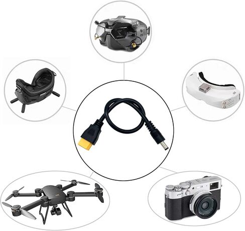 عبوتان من كابل الطاقة XT60 إلى DC5521، XT-60 ذكر إلى DC 5.5 مم × 2.1 مم سلك محول ذكر لنظارات FPV، إلخ in Kuwait