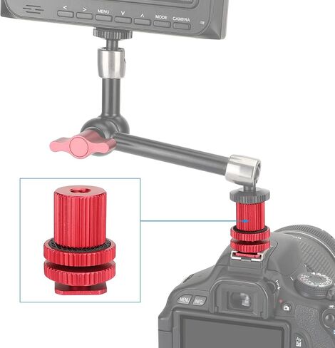 CAMVATE Camera Hot Shoe Mount to 1/4"-20 Female Thread Screw Adapter for DSLR Camera Rig (Red,2 Pieses)-3064 in Saudi Arabia