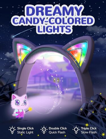 iClever Kids Headphones Cat Ear, LED Light Up, 85dBA Safe Volume, Stereo Sound Toddler Headphones for Travel School, Foldable 3.5mm Wired Kids Headphones for iPad Tablets, Meow Lollipop-Hot Pink in Kuwait