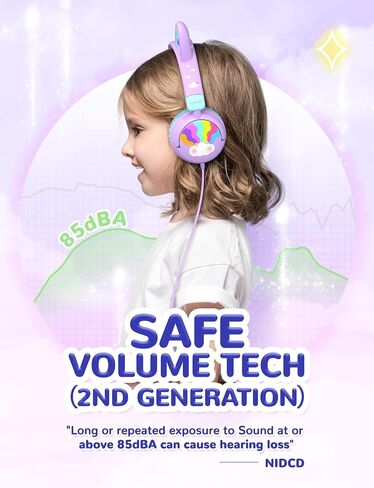 iClever Kids Headphones Cat Ear, LED Light Up, 85dBA Safe Volume, Stereo Sound Toddler Headphones for Travel School, Foldable 3.5mm Wired Kids Headphones for iPad Tablets, Meow Lollipop-Hot Pink in Kuwait