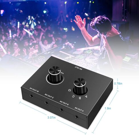 محول الصوت ثنائي الاتجاه 4 منافذ صندوق مقسم الصوت (1 في 4 خارج/4 في 1 خارج) 3.5 ملم صندوق تبديل محدد الصوت ستيريو مشاركة الصوت in Kuwait