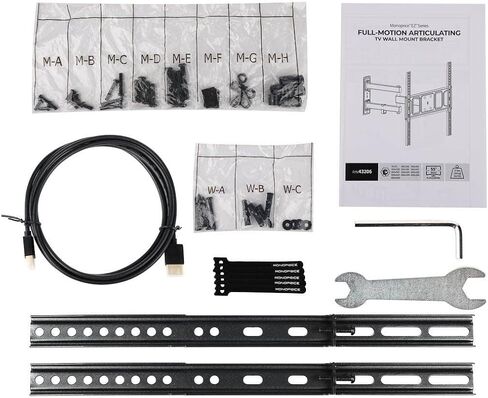 Monoprice Full-Motion Articulating TV Wall Mount Bracket for TVs 32in to 55in, Max Weight 77 lbs, Extension Range of 2.8in to 17in, VESA Patterns Up to 400x400, Fits Curved Screens - EZ Series in Saudi Arabia