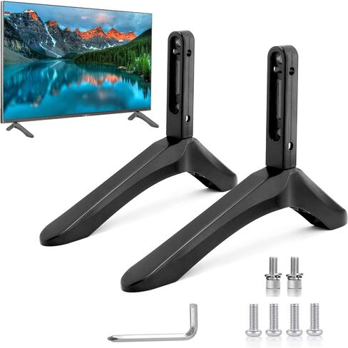 Universal TV Stand Base Replacement, Small Black TV Stand Mount, Portable TV Stand Legs TV Riser for Bedroom Living Room Corner, Compatible with Samsung Vizio LG Sony, Holes Distance 1.7-2.2 inch in Kuwait