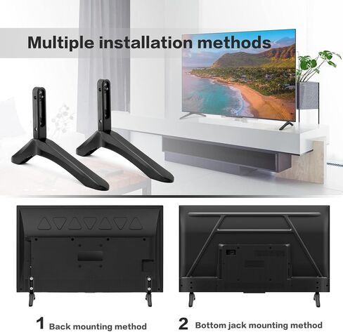 Universal TV Stand Base Replacement, Small Black TV Stand Mount, Portable TV Stand Legs TV Riser for Bedroom Living Room Corner, Compatible with Samsung Vizio LG Sony, Holes Distance 1.7-2.2 inch in Kuwait